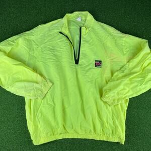 Vintage 90s Y2K Surf Style Neon 1/4 Zip Nylon Windbreaker Jacket One Size